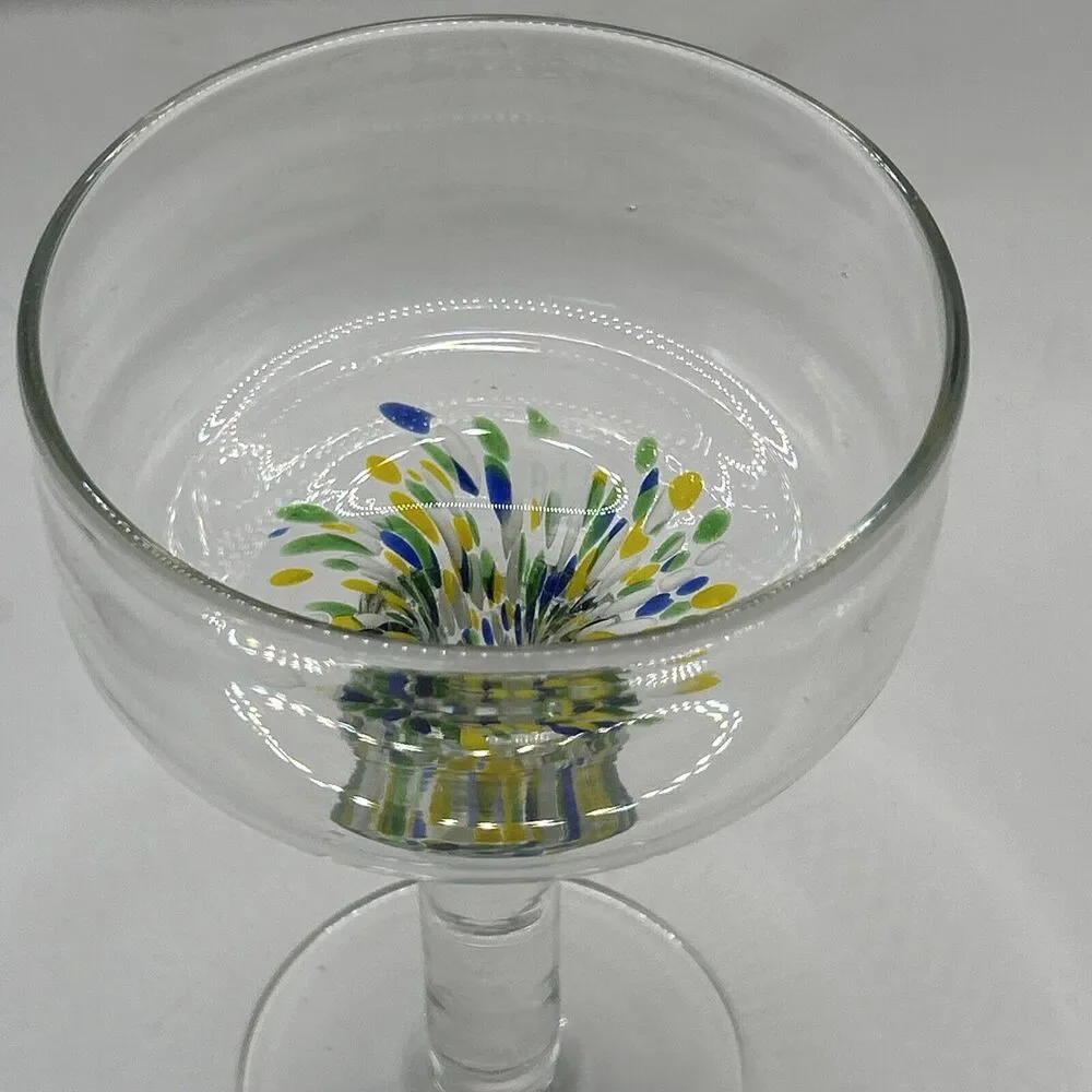 Unique Vtg Margarita Set Hand blown With Swirl 6 Lrg Glasses, 1 Lrg Pitcher - Picture 11 of 16